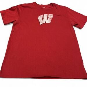 Adidas Wisconsin Badgers Men’s Red T-Shirt - Short Sleeve Graphic Tee -Size L